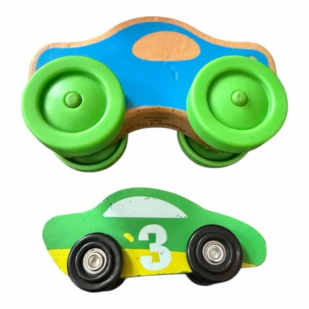 Lot of 14 Wooden Toy Cars Trains Montessori Pretend Play Melissa & Doug